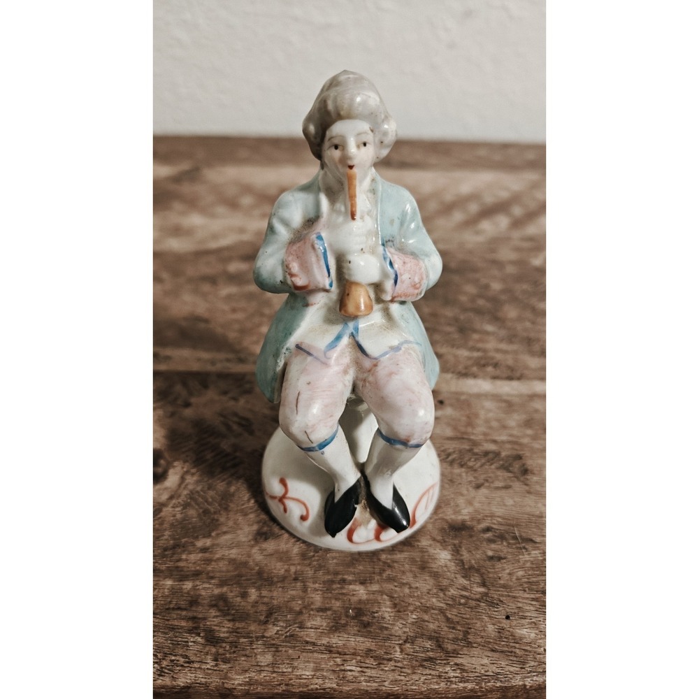 Vintage Occupied Japan Colonial Man Playing Musical Instrument Ceramic